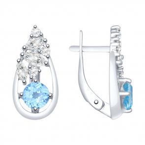 Серебряные серьги SOKOLOV с топазом и фианитом 92021842 фото