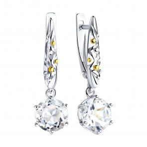 Серебряные серьги SOKOLOV с горным хрусталём 92021902 фото