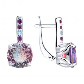 Серебряные серьги SOKOLOV с фианитом и ситаллом 92021924 фото