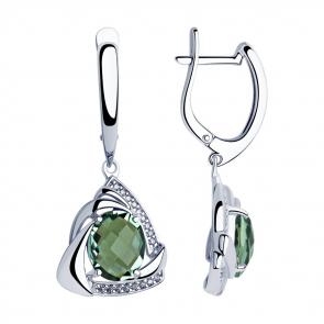 Серебряные серьги SOKOLOV с фианитом и кварцем 92022043 фото