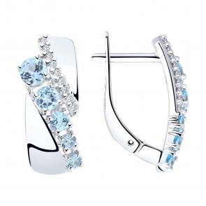 Серебряные серьги SOKOLOV с топазом и фианитом 92022049 фото