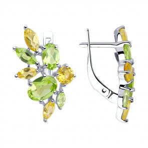 Серебряные серьги SOKOLOV с хризолитом и цитрином 92022103 фото