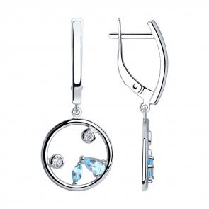 Серебряные серьги SOKOLOV с топазом и фианитом 92022105 фото