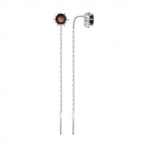 Серебряные серьги SOKOLOV с фианитом и гранатом 92022159 фото