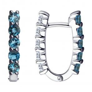 Серебряные серьги-трансформеры SOKOLOV с Лондон топазом и фианитом 92022235 фото