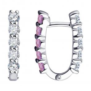 Серебряные серьги-трансформеры SOKOLOV с аметистом и фианитом 92022237 фото