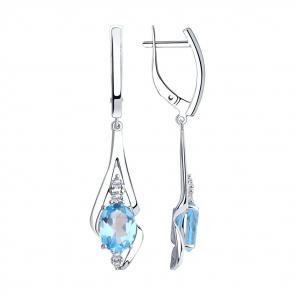 Серебряные серьги SOKOLOV с топазом и фианитом 92022252 фото