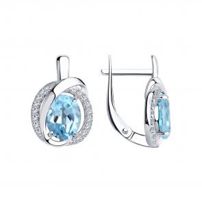 Серебряные серьги SOKOLOV с топазом и фианитом 92022266 фото