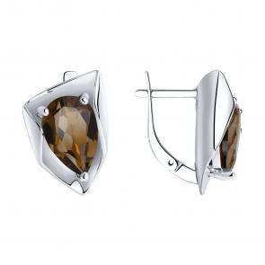 Серебряные серьги SOKOLOV с раухтопазом 92022327 фото