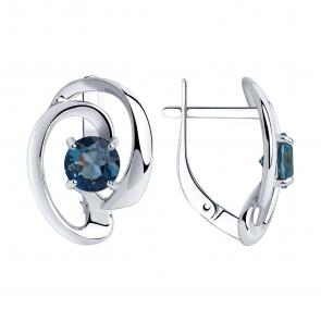 Серебряные серьги SOKOLOV с Лондон топазом 92022346 фото