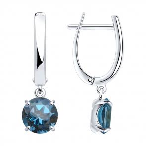 Серебряные серьги SOKOLOV с Лондон топазом 92022390 фото