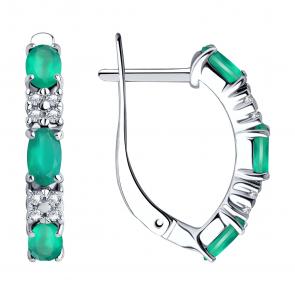 Серебряные серьги SOKOLOV с фианитом и агатом 92022450 фото