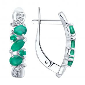 Серебряные серьги SOKOLOV с фианитом и агатом 92022459 фото