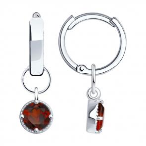 Серебряные серьги-трансформеры SOKOLOV с гранатом 92022548 фото