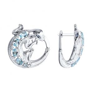 Серебряные серьги SOKOLOV с топазом и фианитом 92022604 фото