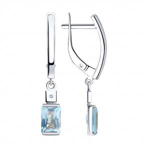 Серебряные серьги SOKOLOV с топазом и бриллиантом 92022606 фото