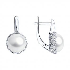Серебряные серьги SOKOLOV с жемчугом 92022652 фото