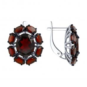 Серебряные серьги SOKOLOV с гранатом 92022753 фото