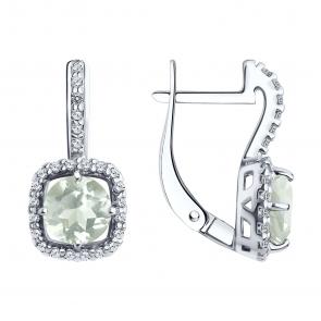 Серебряные серьги SOKOLOV с фианитом и аметистом 92022757 фото