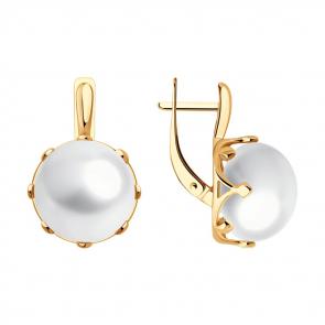 Серьги из золочёного серебра SOKOLOV с жемчугом 92022786 фото