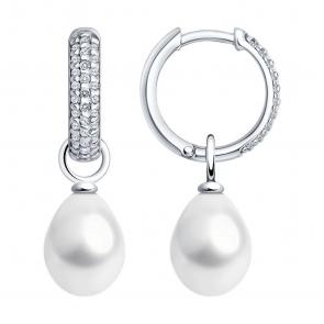 Серебряные серьги-трансформеры SOKOLOV с жемчугом и фианитом 92022812-91 фото