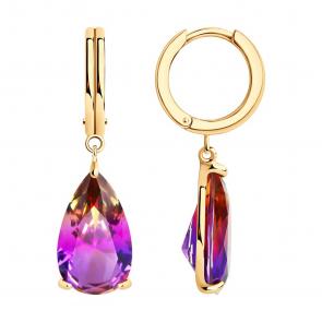 Серьги из золочёного серебра SOKOLOV с ситаллом 92022815 фото