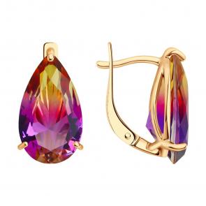 Серьги из золочёного серебра SOKOLOV с ситаллом 92022819 фото