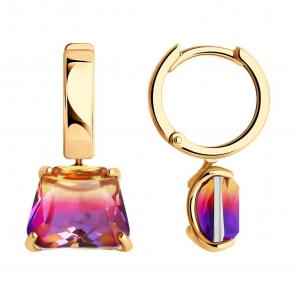 Серьги из золочёного серебра SOKOLOV с ситаллом 92022831 фото