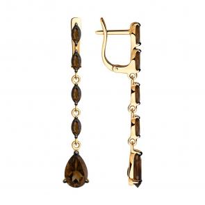 Серьги из золочёного серебра SOKOLOV с раухтопазом 92022833 фото