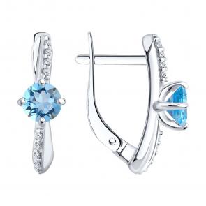 Серебряные серьги SOKOLOV с топазом и фианитом 92022839 фото