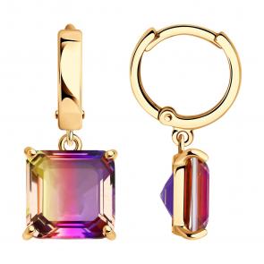 Серьги из золочёного серебра SOKOLOV с ситаллом 92022847 фото