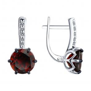 Серебряные серьги SOKOLOV с ситаллом цвета Гранат 92022849 фото
