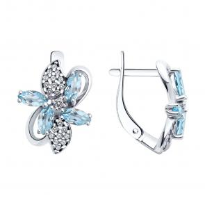 Серебряные серьги SOKOLOV с топазом и фианитом 92022851 фото