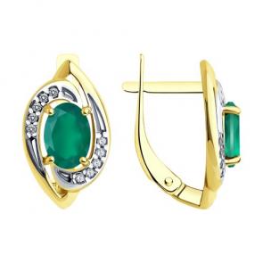 Серьги из лимонного серебра SOKOLOV с фианитом и агатом 92022862 фото