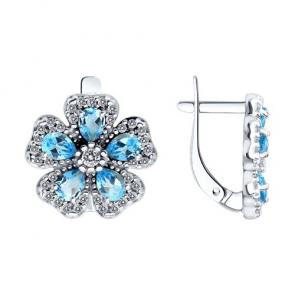 Серебряные серьги SOKOLOV с топазом и фианитом 92022867 фото