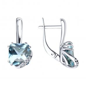 Серебряные серьги SOKOLOV с топазом и фианитом 92022915 фото