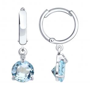 Серебряные серьги SOKOLOV с топазом и фианитом 92022929 фото