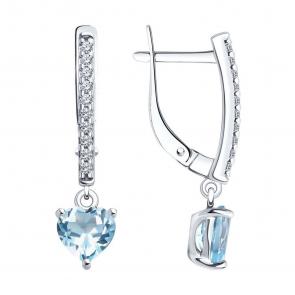 Серебряные серьги SOKOLOV с топазом и фианитом 92022945-91 фото