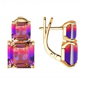 Серьги из золочёного серебра SOKOLOV с ситаллом 92022948 фото