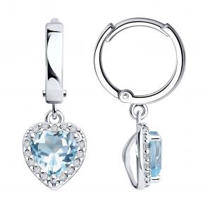 Серебряные серьги SOKOLOV с топазом и фианитом 92022964 фото