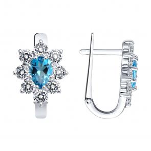 Серебряные серьги SOKOLOV с топазом и фианитом 92022984 фото