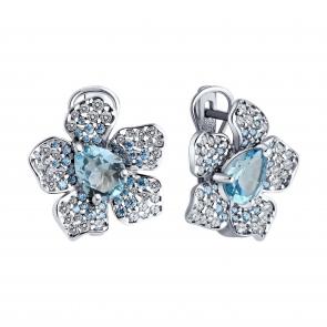 Серебряные серьги SOKOLOV с топазом и фианитом 92022986 фото