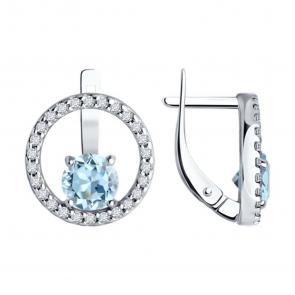 Серебряные серьги SOKOLOV с топазом и фианитом 92023005-91 фото