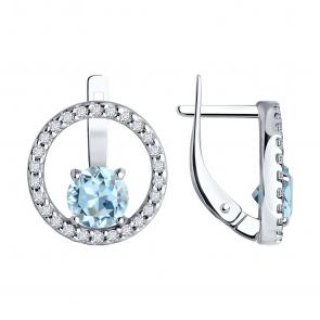 Серебряные серьги SOKOLOV с топазом и фианитом 92023005 фото