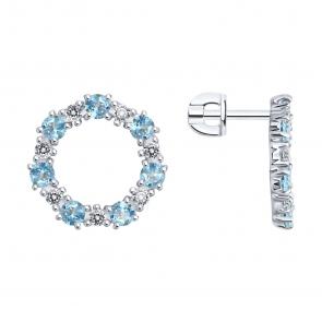 Серебряные серьги SOKOLOV с топазом и фианитом 92023019 фото