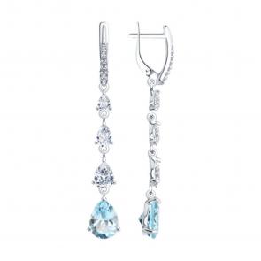 Серебряные серьги SOKOLOV с топазом и фианитом 92023020-91 фото