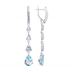 Серебряные серьги SOKOLOV с топазом и фианитом 92023020 фото