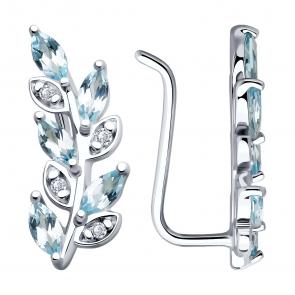 Серебряные серьги SOKOLOV с топазом и фианитом 92023045 фото