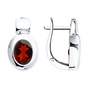 Серебряные серьги SOKOLOV с гранатом 92023064 фото