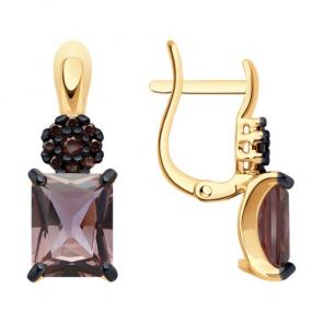 Серебряные серьги SOKOLOV с фианитом, ситаллом и султанитом 92023090 фото